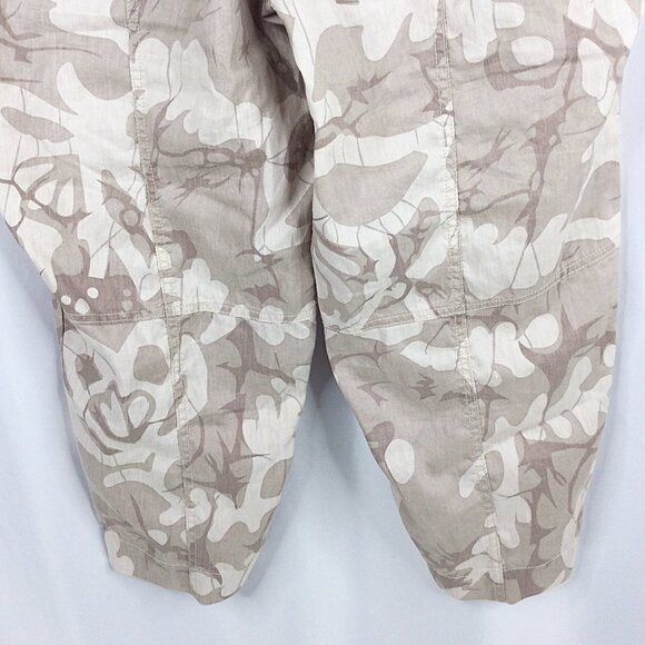 Anthropologie Frannie Print Tapered Pants Sz 16W Linen Blend Beige Floral Leaves - Picture 6 of 11